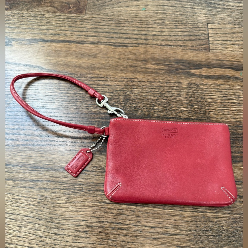Coach vintage Red Leather Wristlet with Tag
